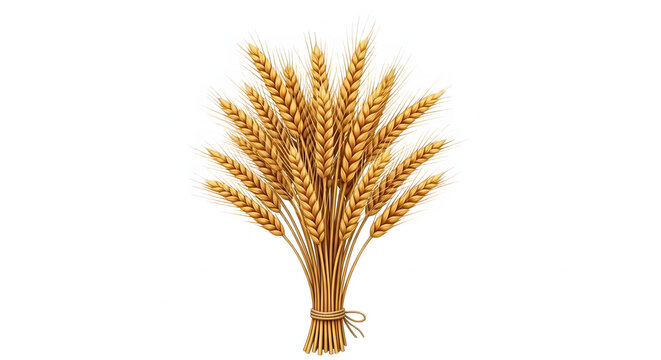 A bountiful bundle of golden ripe wheat ears tied together with a simple twine bow.
