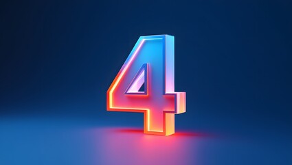Fototapeta premium Neon Number 4 - Glowing Digital Typography