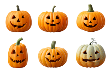 Happy jack o lanterns with unique expressions