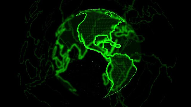 Digital futuristic technology holographic globe earth background  business scientific concept visualization and augmented reality globe smooth rotating - Powered by Adobe