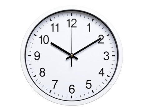 Elegant White Minimal Wall Clock Face Isolated on Transparent Background PNG