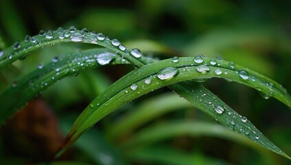 Dew-kissed blades of grass close-up (2)