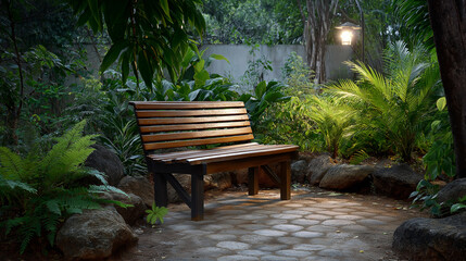 Obraz premium A tranquil garden rest spot bringing natural charm