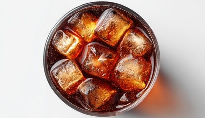Top-down view of a glass of cola with ice (10)
