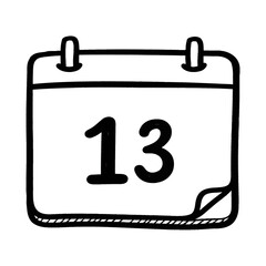 Handdrawn calendar page icon displaying the number 13.