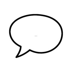 Simple Black Outline Speech Bubble Icon for Communication.