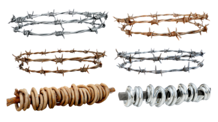 Barbed Wire Collection: A meticulously captured collection of various types of barbed wire, showcasing their unique textures and forms.