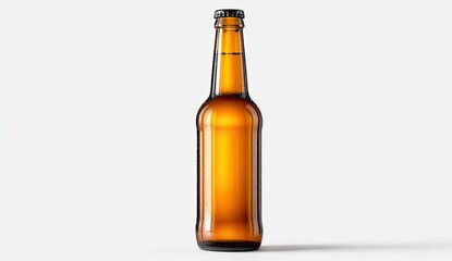 Amber glass beer bottle, front view (1)