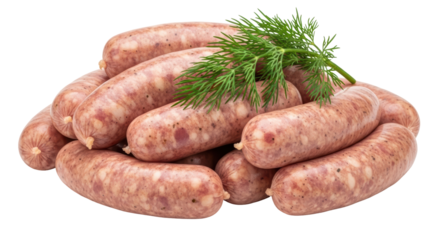 Isolated Bratwurst with Dill Garnish