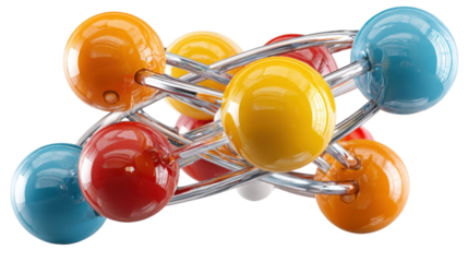Molecule Model: A vibrant and intricate molecule model, showcasing the beauty of scientific structures with brightly colored spheres and interconnecting rods. 