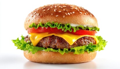 Close-up of a single cheeseburger