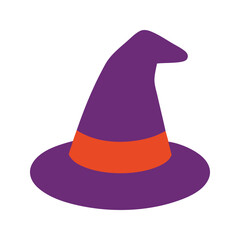 Fototapeta premium Purple witch hat with an orange stripe perfect for halloween costumes and party decorations, adding a spooky and stylish touch.