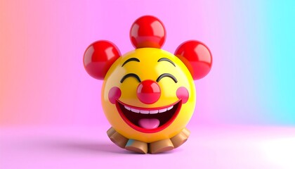 Cheerful cartoon clown ball