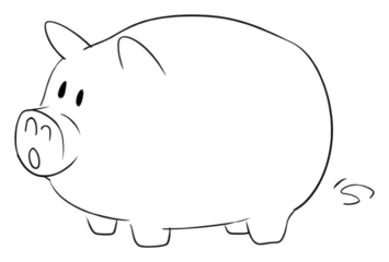 PNG Piggy bank with coin sketch doodle mammal.