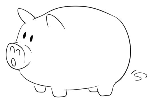 PNG Piggy bank with coin sketch doodle mammal.