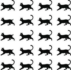 unique cats in motion, created in clean black continuous line art, minimalistic vector style for stock illustration 1