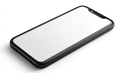 Black smartphone with blank screen, angled view