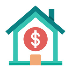 Stylized house icon with a dollar sign inside representing real estate investment