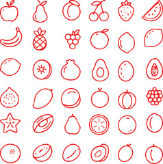Minimalist 40 Fruits Line Icon Set