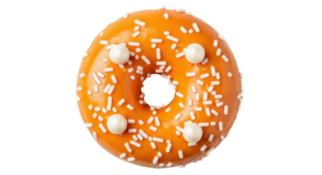 Isolated Orange Sprinkled Donut