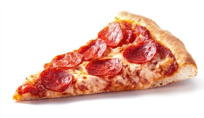 Close-up pizza slice, pepperoni topping, cheese, and crust