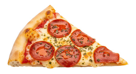 Isolated Slice of Pepperoni Pizza with Herbs