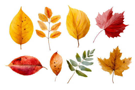 Colorful autumn leaves collected in nature