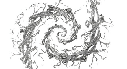 Fototapeta premium Abstract spiral of liquid chrome with intricate branching tendrils and a reflective metallic texture.