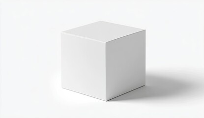 Blank white cube box on white background
