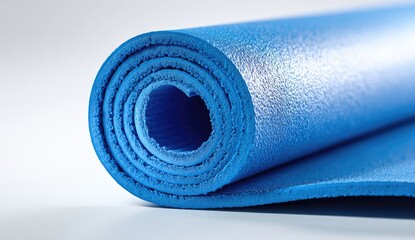 Rolled-up vibrant blue exercise mat (1)