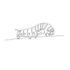 caterpillar, minimalistic linear drawing, simple black and white contour illustration, vector, isolated, clean design, modern minimal contour sketch for posters, prints and decor