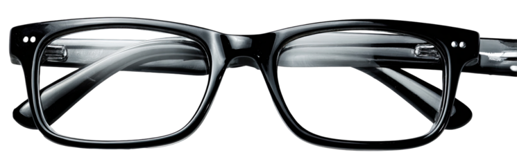 Close-up view of black eyeglasses