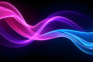 Naklejka premium Abstract Flowing Light Streaks in Pink and Blue on Black Background