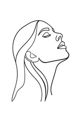 Minimalist continuous line drawing a woman's profile abstract beauty