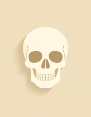Fototapeta premium Pixelated Skull Illustration in Beige Tones Digital Graphic Art Style