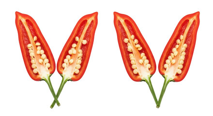 Isolated Sliced Red Chili Peppers