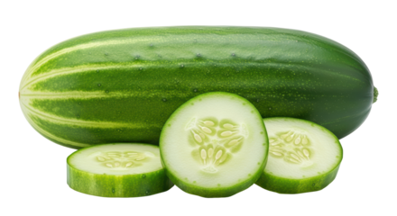 Isolated Ash Gourd Vegetable Whole and Sliced