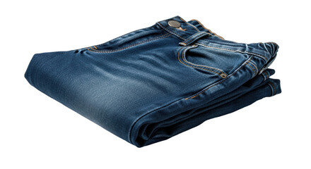Isolated Stack of Folded Dark Blue Jeans