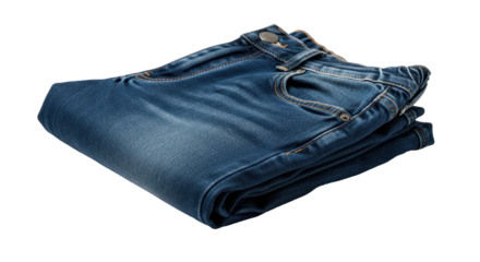 Isolated Stack of Folded Dark Blue Jeans
