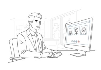 Businessman engaged in a video conference.