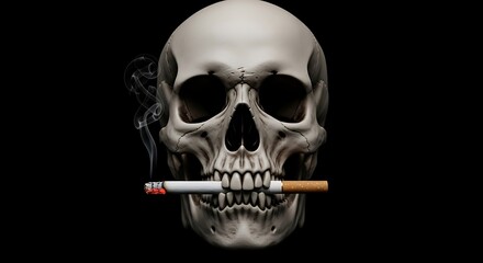 Fototapeta premium Skull with cigarette and smoke.