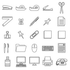 Obraz premium Collection of simple office supplies icons.