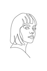 Minimalist single line drawing a woman's face looking to the side portrait