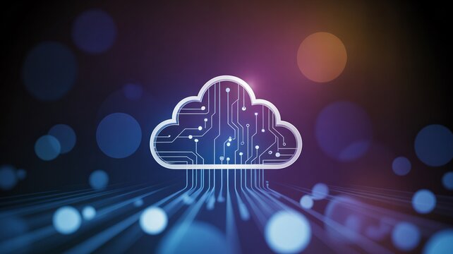 Dynamic cloud computing concept with data streams, perfect for tech & business visuals
