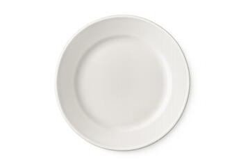 Classic round white empty plate isolated on transparent background, perfect for showcasing culinary creations