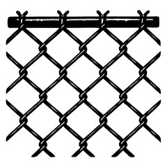 Fototapeta premium Vector Illustration of a Black and White Chain-Link Fence - Wire Mesh for Boundaries, Security, and Industrial Design.