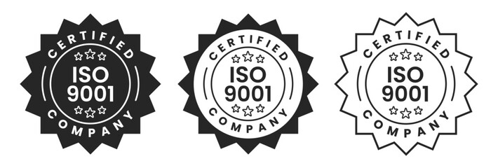 ISO 9001 Certified Company Stamp Badge Seal Label Quality Assurance Compliance Mark for Quality Management Standard Certification Vector Illustration with Transparent Background