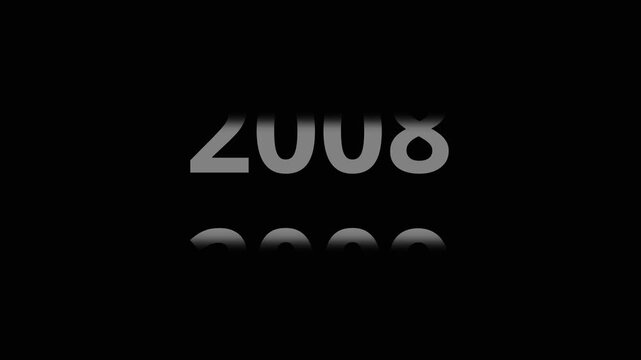 Scrolling Timeline 2000 to 2025 Text Animation on Black Background. Festive design for New Years Eve celebration. Perfect for holiday graphics.