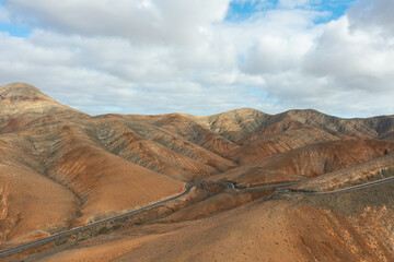 Aerial View of Curving Road Near Sicasumbre Mountain, Fuerteventura