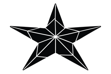 Obraz premium Geometric FivePointed Star with Inner Facets and Angular Design on White